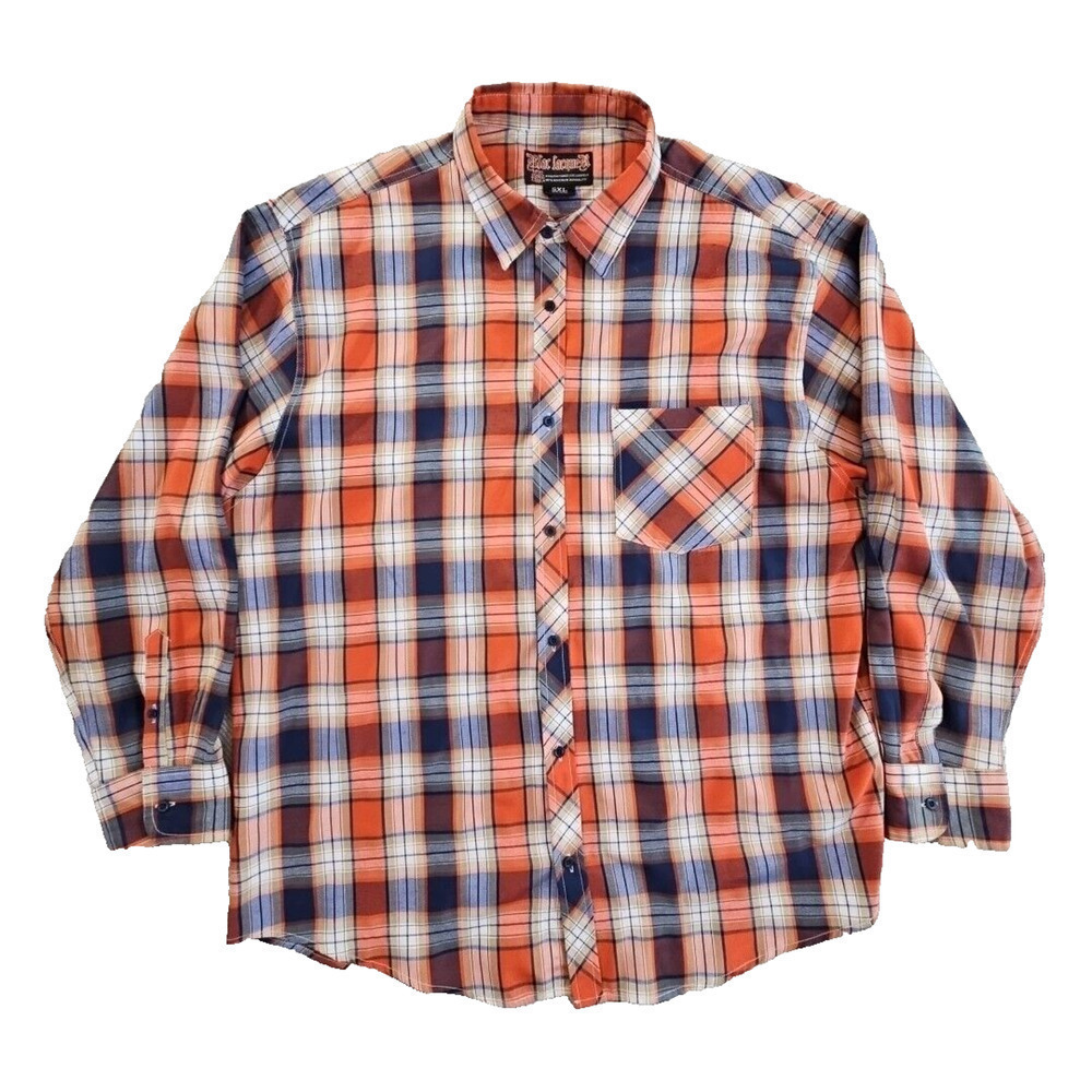 Blac Lacquer Men's 5XL Red Blue Plaid Long Sleeve Button EUC Workwear Streetwear
